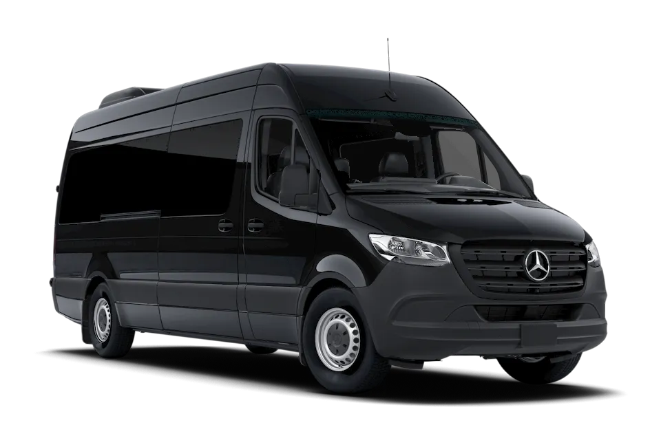 Black 13 Passenger Sprinter Limousine for party bus rental