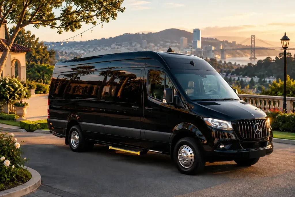 Black 14 Passenger Sprinter Party Bus for party bus rental