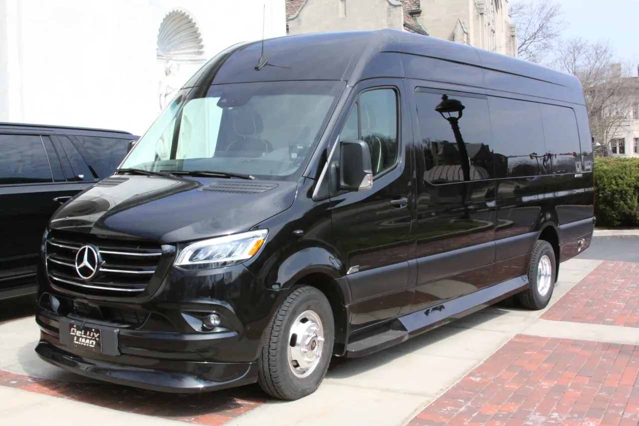 Black 2024 Mercedes-Benz SPrinter, photo 3 for minibus rental