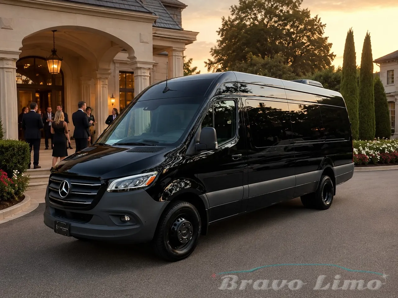 Black Mercedes-Benz Sprinter Party Bus for party bus rental