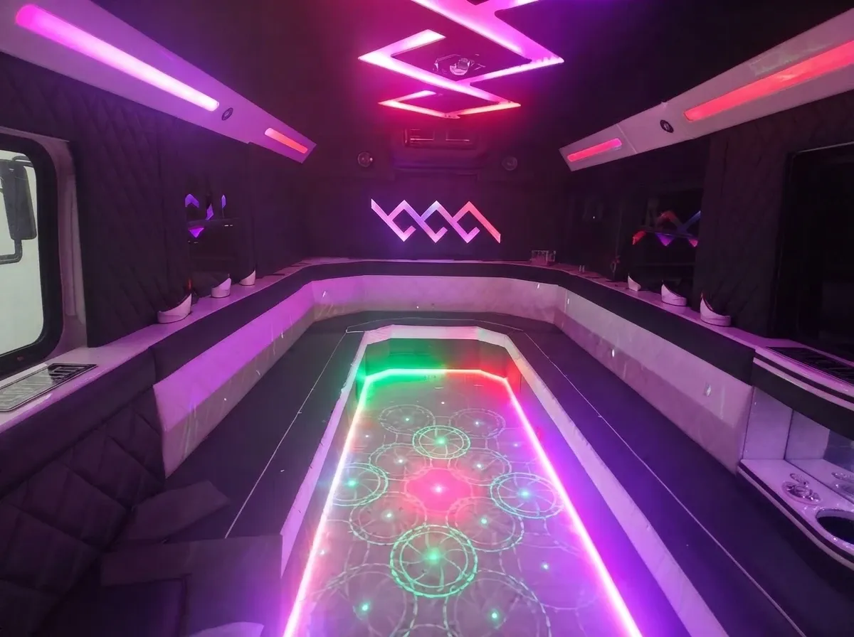 Black Mini Party Bus, available to rent