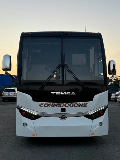 56 Passenger Charter Bus in white – exterior view