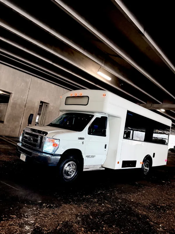 White Ford E-450 Series Party Bus exterior, photo 4 for party bus rental