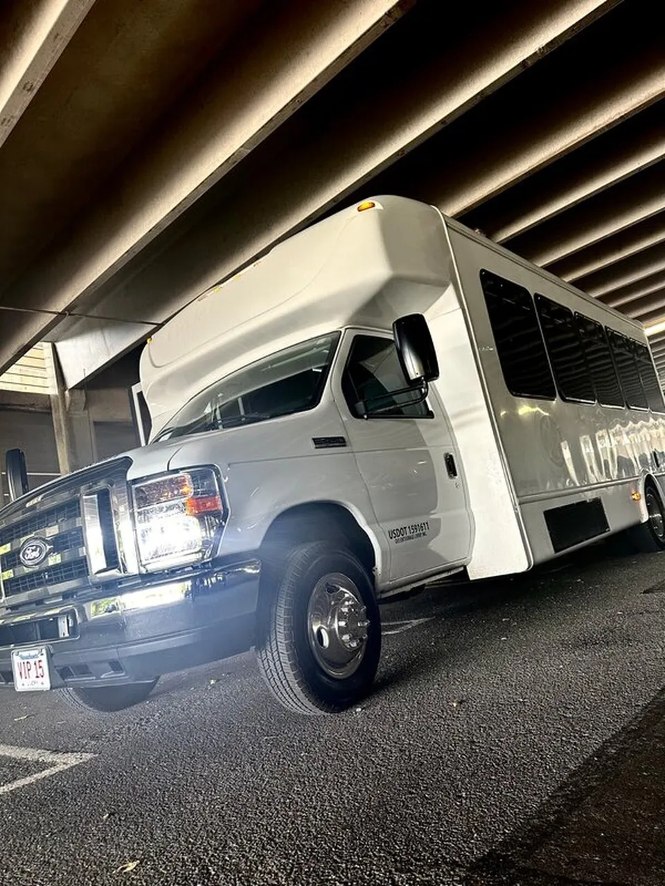 White Ford E-450 Series Party Bus exterior, photo 8 for party bus rental