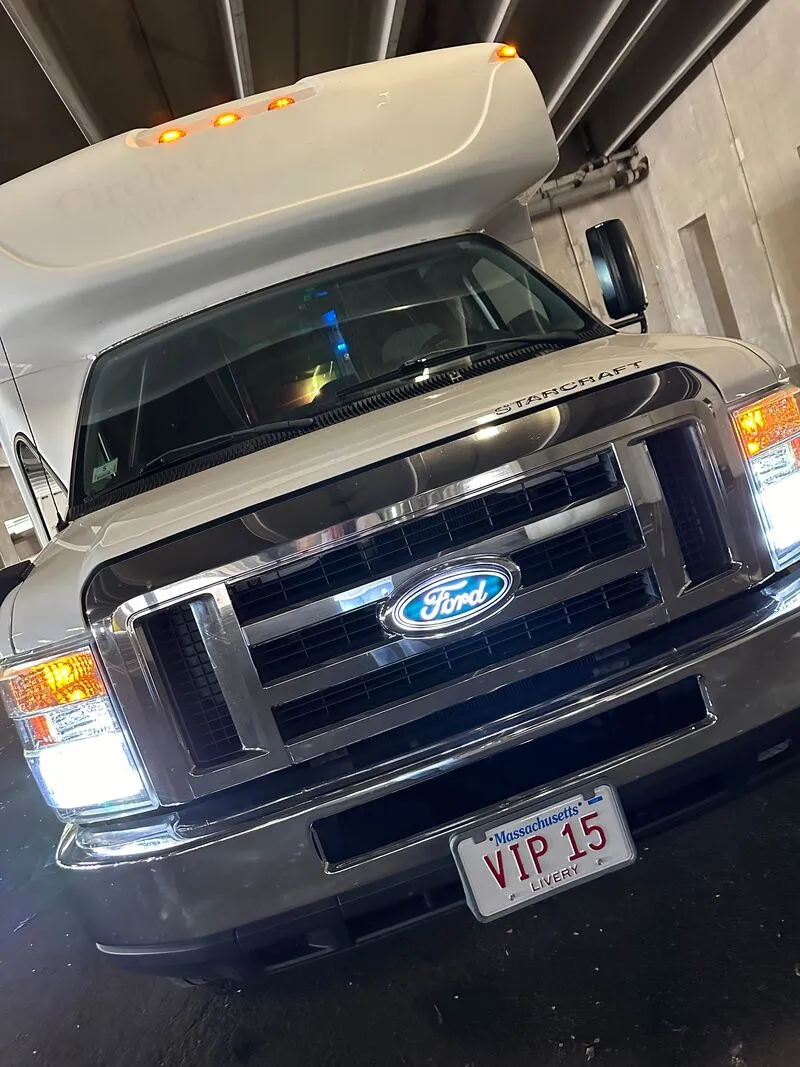 White Ford E-450 Series Party Bus exterior, photo 11 for party bus rental