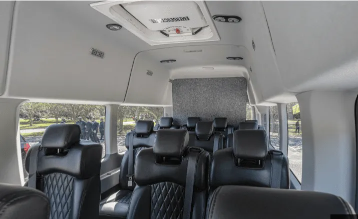 Ford Transit Executive Van Ford Transit Executive Van interior with high-roof cabin for minibus rental