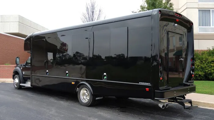 28 Passenger Ford F550 Executive VIP Mini Coach in black – exterior view, image 3