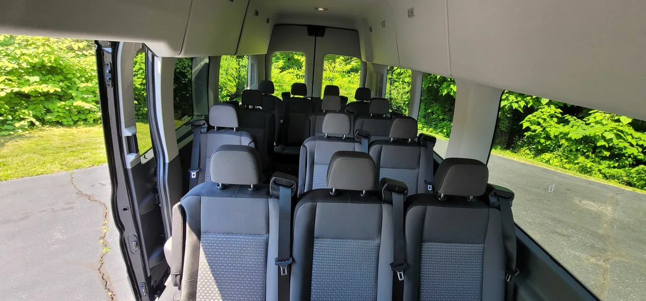 Ford Transit High Top Luxury Van interior for minibus rental