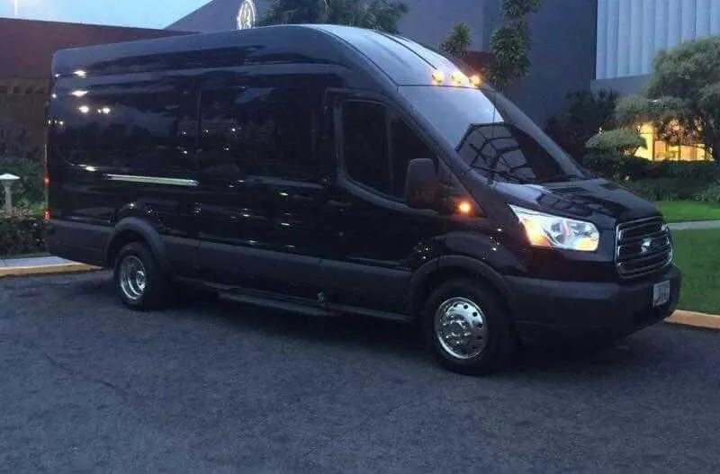 Black Ford Transit Sprinter for minibus rental