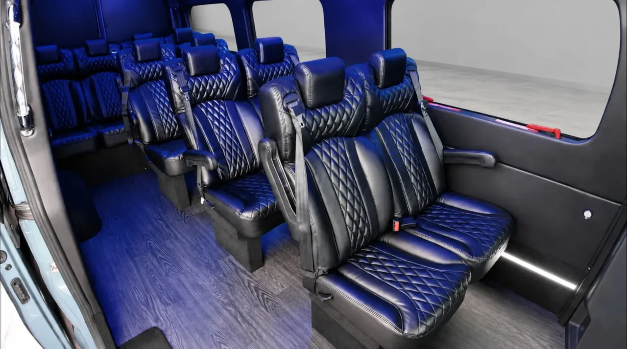 Gray Luxury Sprinter Shuttle Van Gray Luxury Sprinter Shuttle Van interior for minibus rental