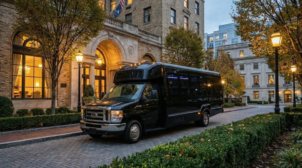 Black Ford E-450 Mini Bus for minibus rental
