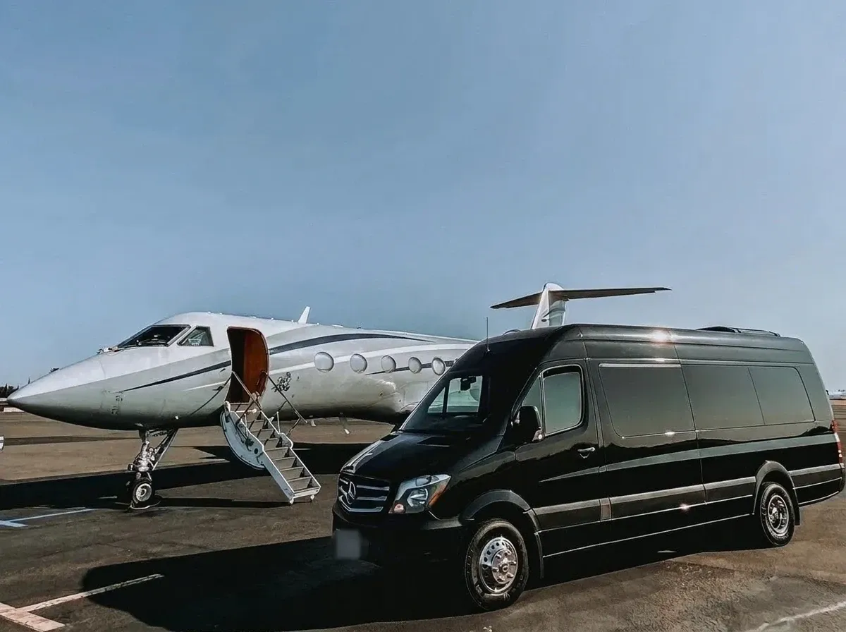Black Mercedes-Benz Shuttle Sprinter Mercedes-Benz Shuttle Sprinter in black, available to rent