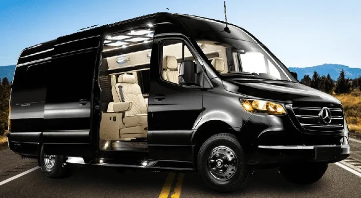 14 Passenger Mercedes-Benz Executive Sprinter in black, available to rent