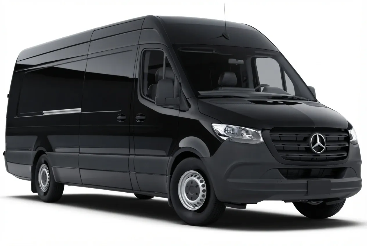 Mercedes-Benz Sprinter in black, available to rent