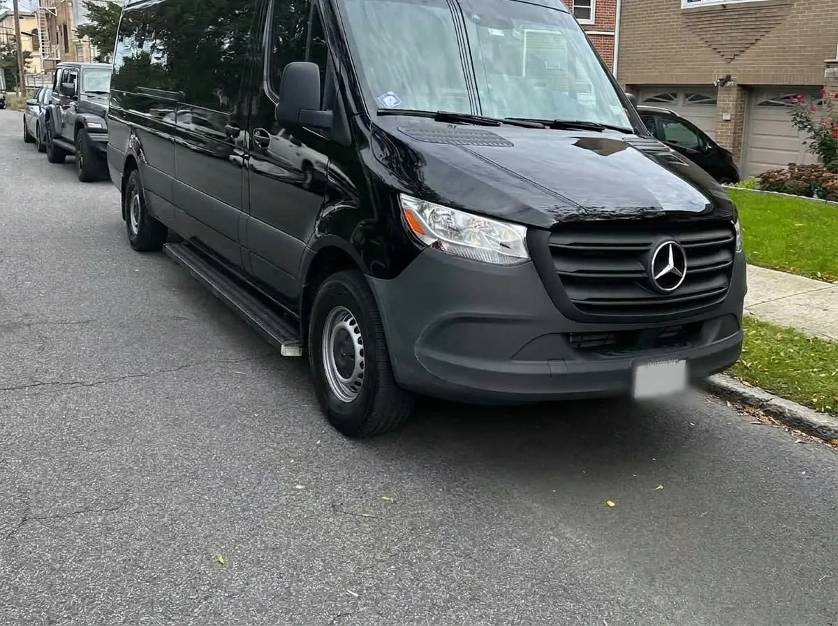 Mercedes-Benz Sprinter in black, available to rent