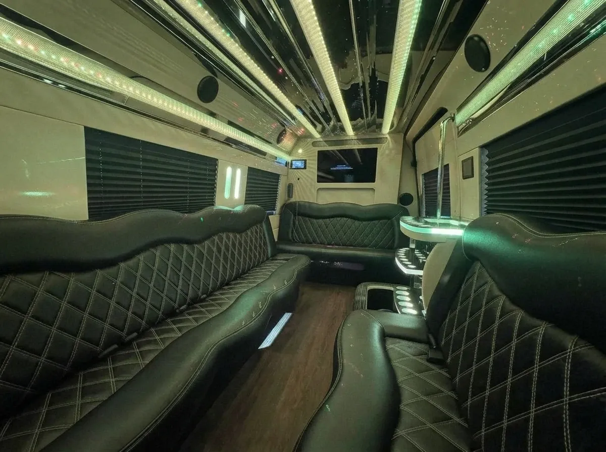 Mercedes-Benz Sprinter Limousine in black, available to rent