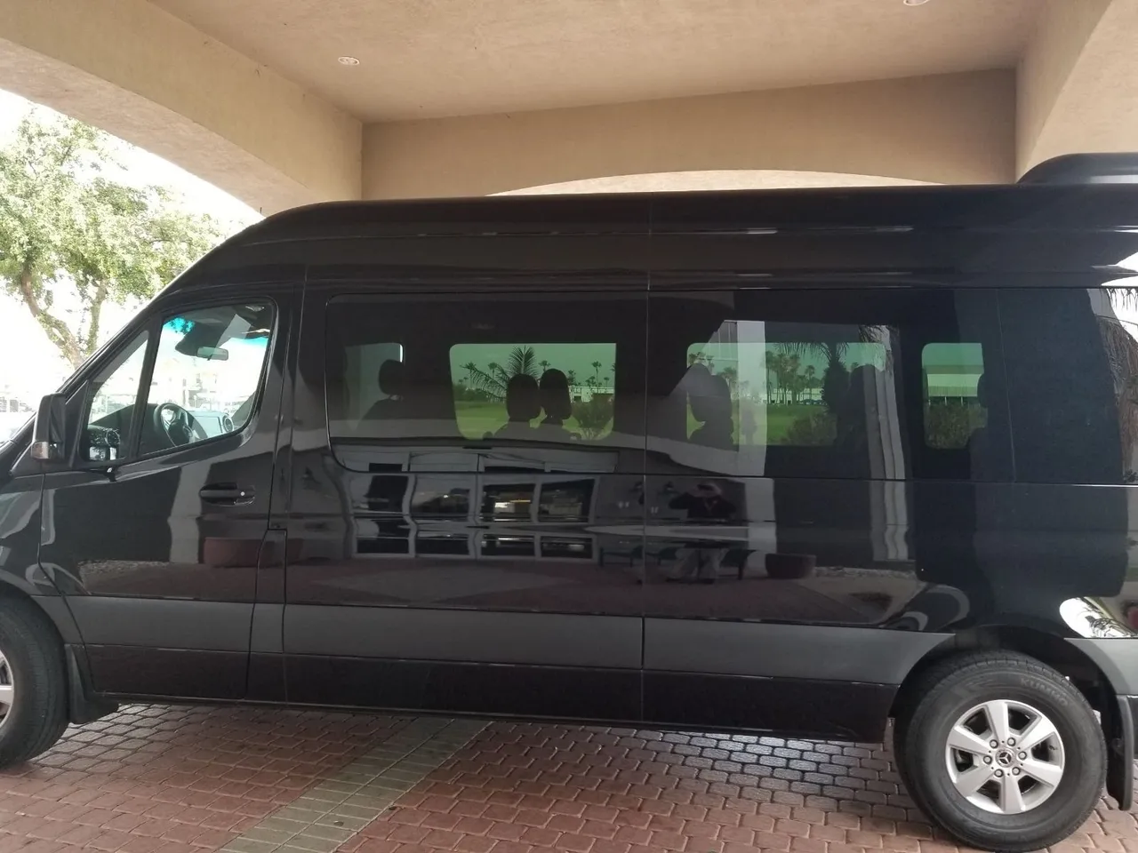 Black Mercedes-Benz Sprinter Passenger Van for minibus rental