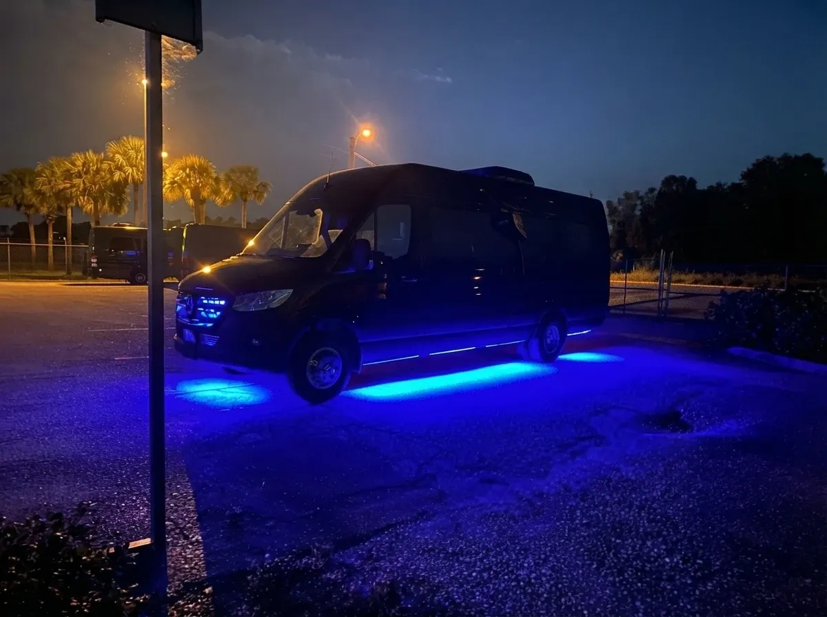Mercedes-Benz Sprinter Van in black, available to rent