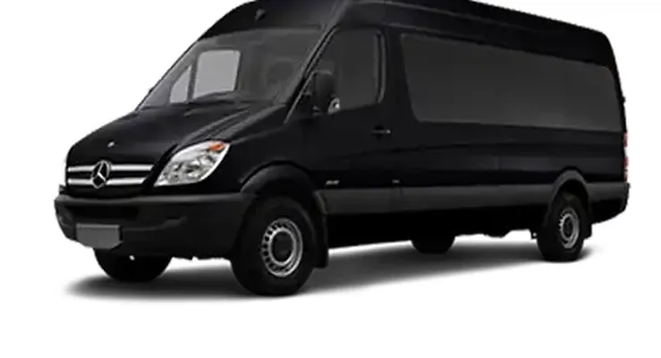 Mercedes-Benz Sprinter Van in black, available to rent