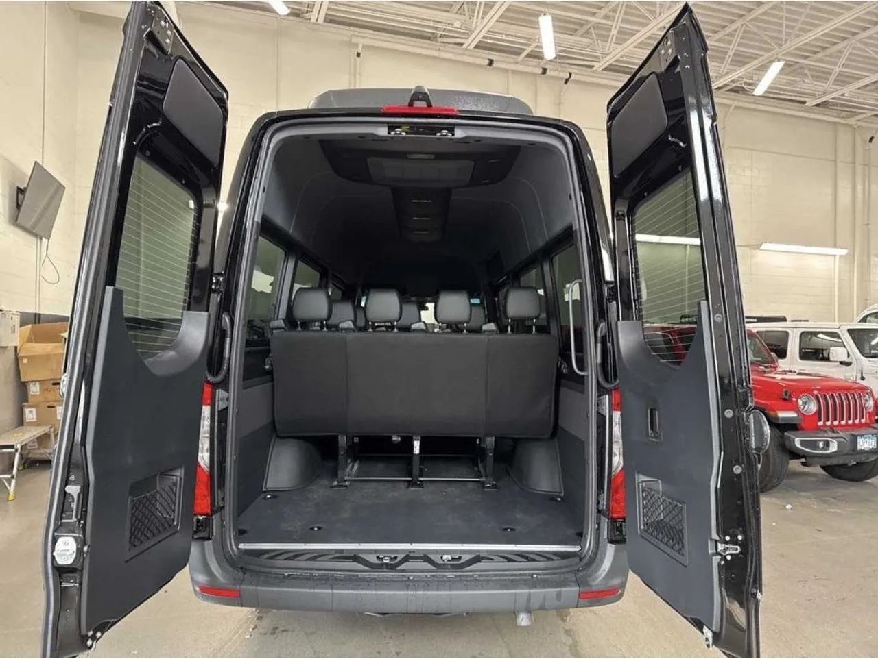 Mercedes Executive Sprinter interior with rear luggage area for minibus rental