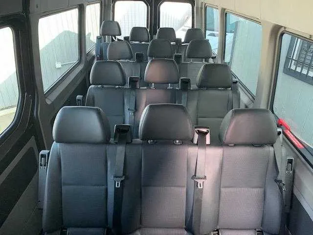 Mercedes Executive Sprinter interior with passenger seat belts for minibus rental
