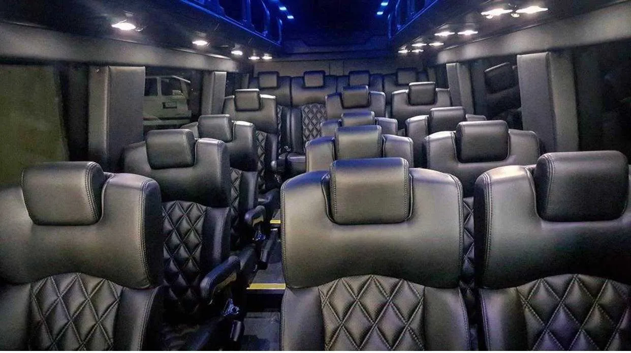 Mercedes-Benz Executive Sprinter interior with captain's chairs for minibus rental