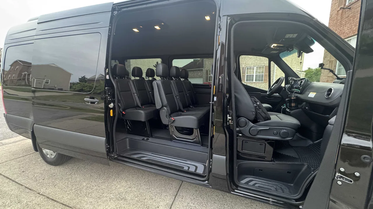 Black Mercedes-Benz Executive Sprinter for minibus rental