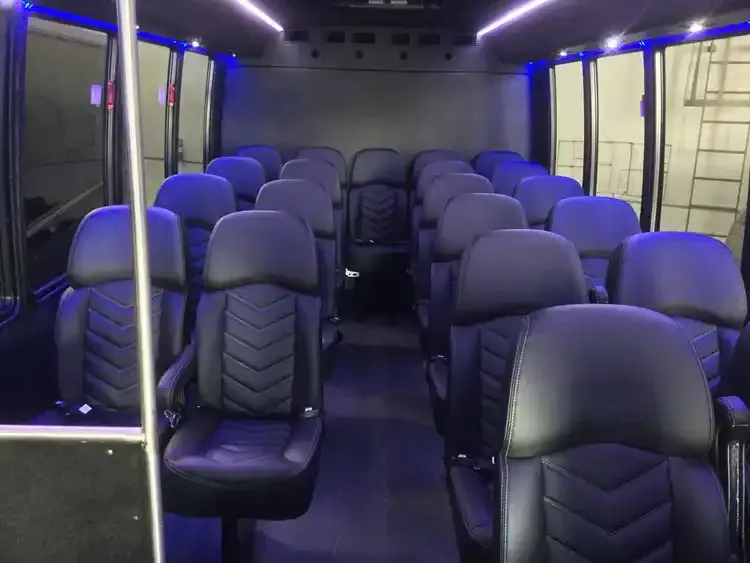 23 Passenger Mini Coach interior with LED accent lighting and LED ceiling lighting for minibus rental