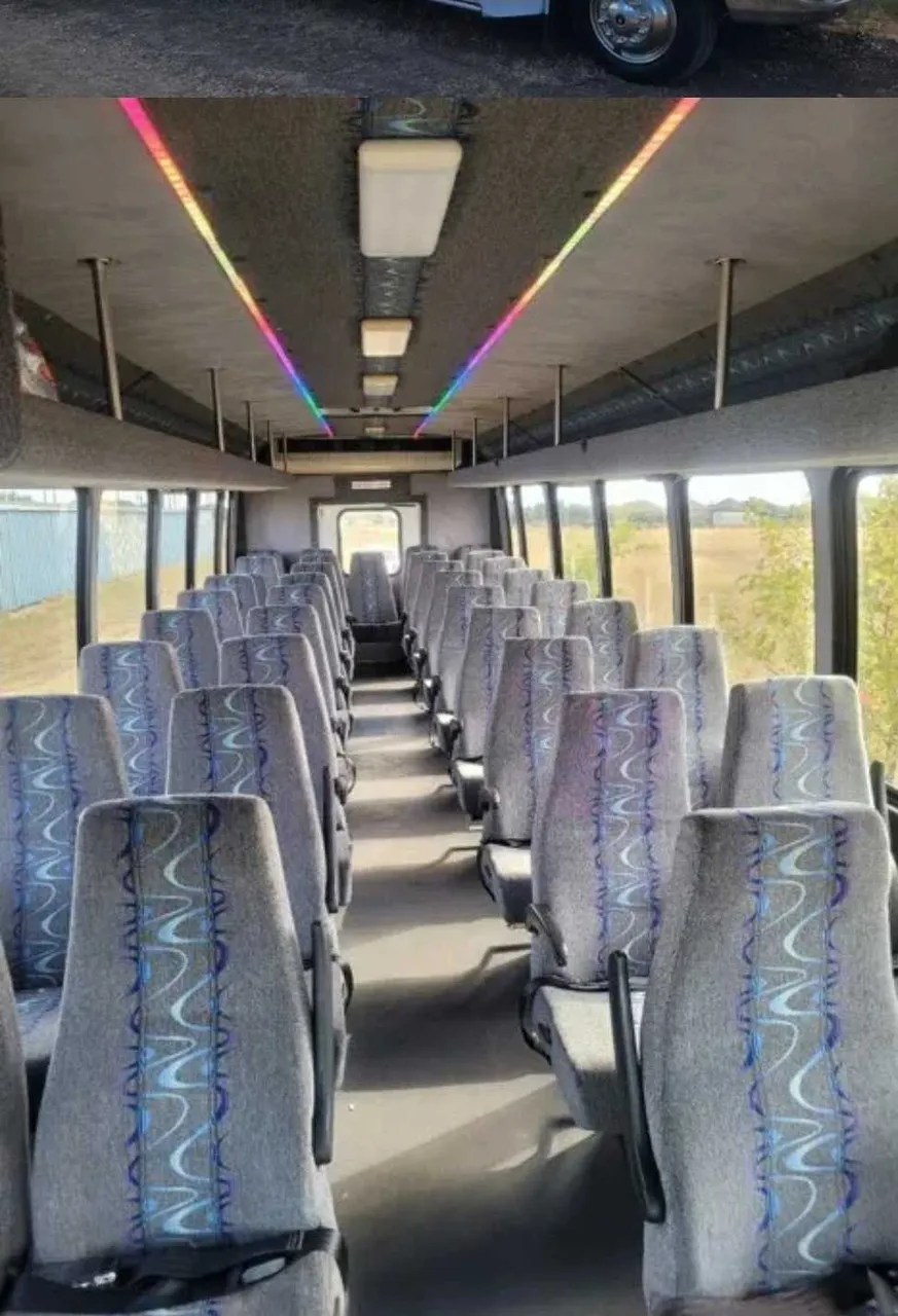 37 Passenger Mini Coach interior with LED ceiling lighting for minibus rental