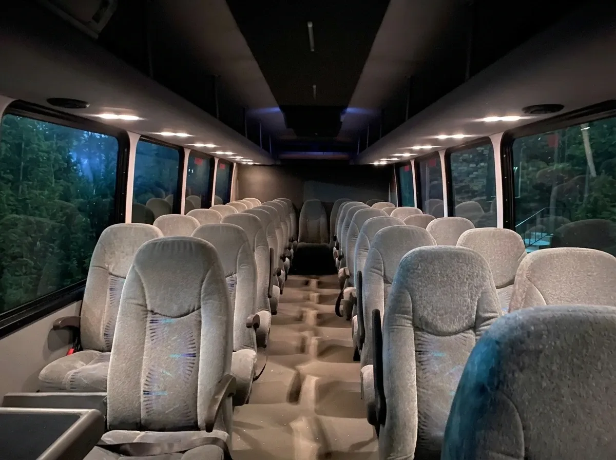 White 35 Passenger Mini Coach 35 Passenger Mini Coach in white, available to rent