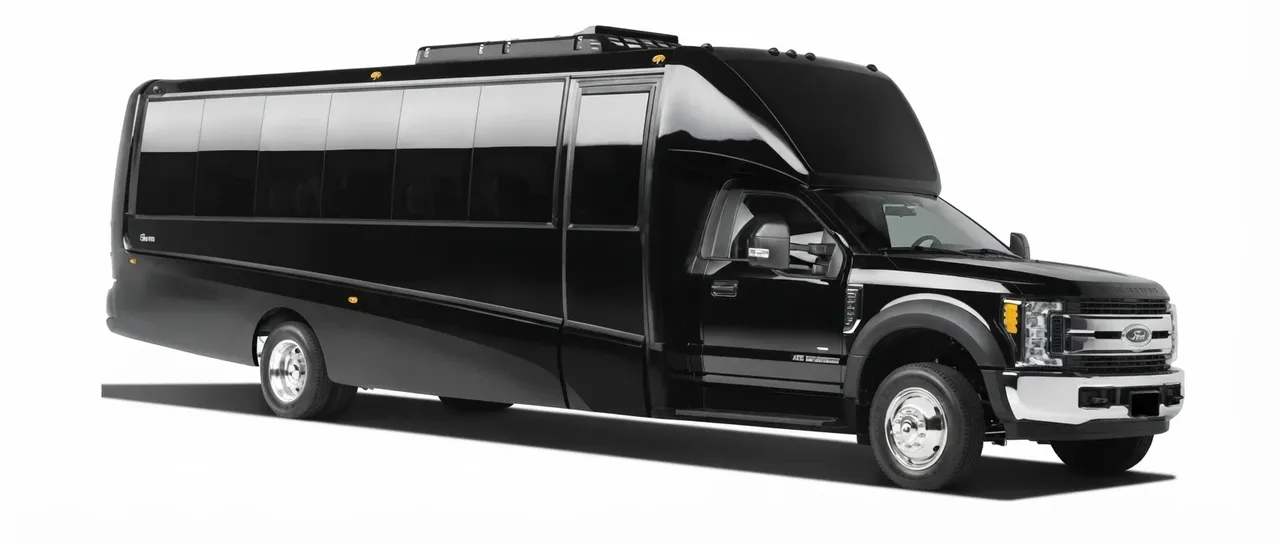 36 Passenger Mini Coach in black, available to rent
