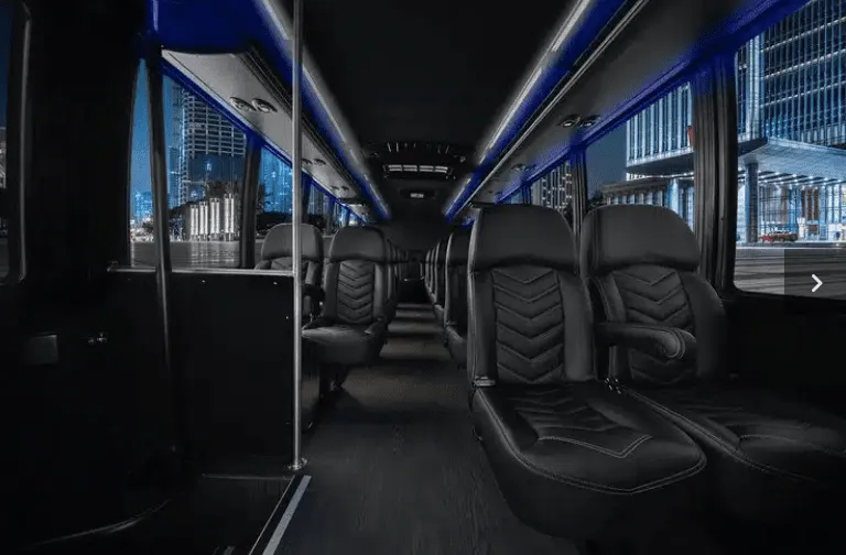 Mini Coach Executive Mini Coach Executive interior with LED accent lighting and LED ceiling lighting for minibus rental