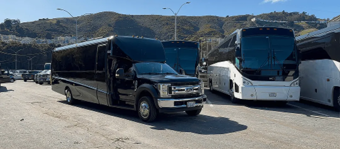 Black 20 Passenger Minibus with tinted windows for minibus rental