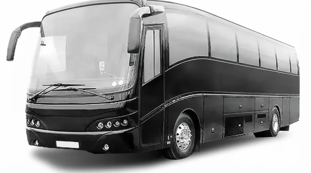 55 Passenger Motor Coach in black, available to rent