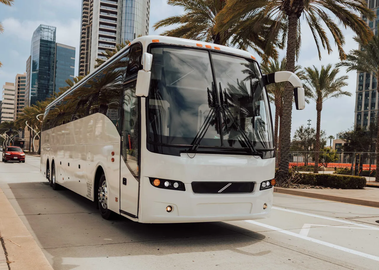 White 56 Passenger Motor Coach for charter bus rental