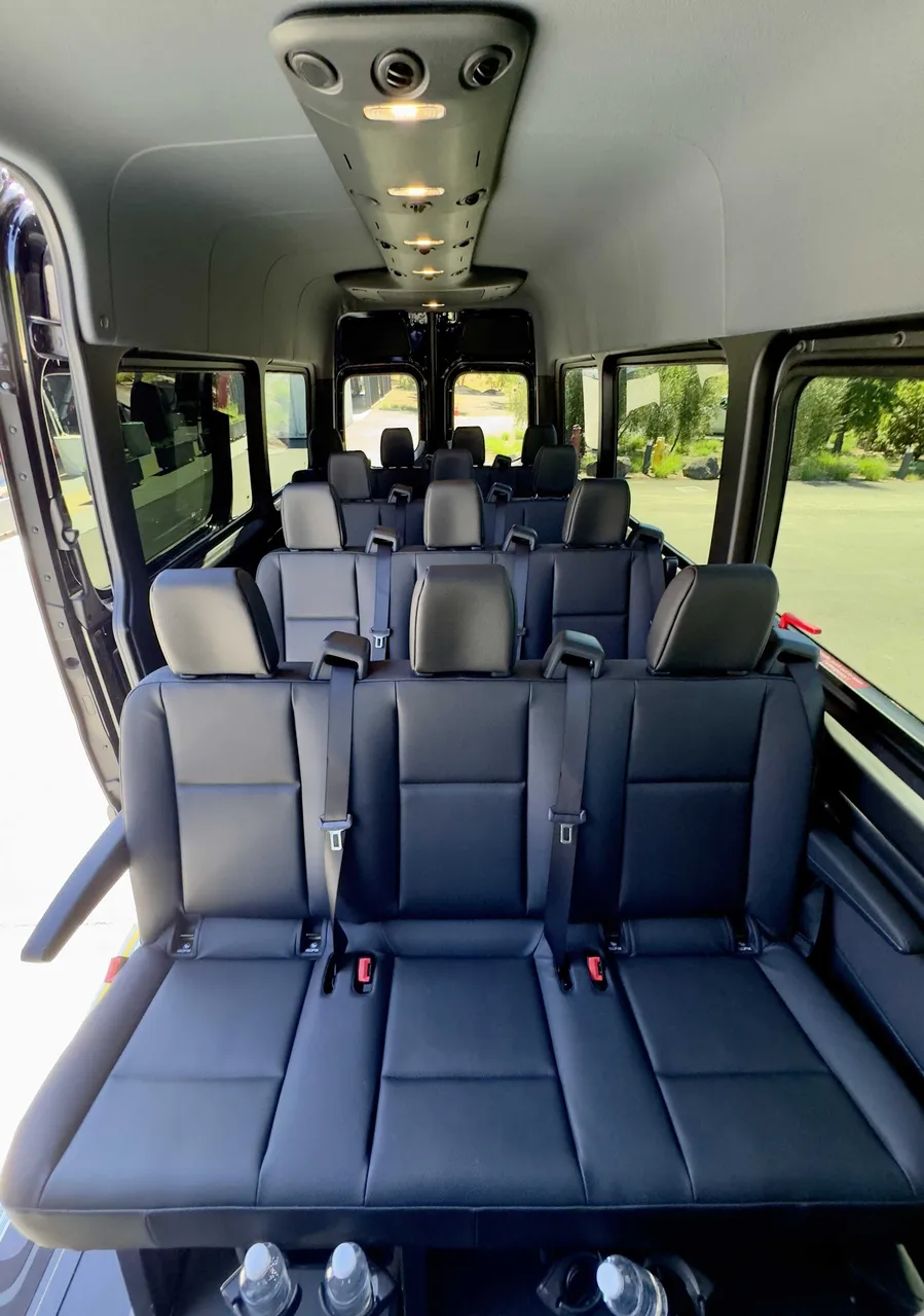 Sprinter Shuttle interior with passenger seat belts, photo 2 for minibus rental